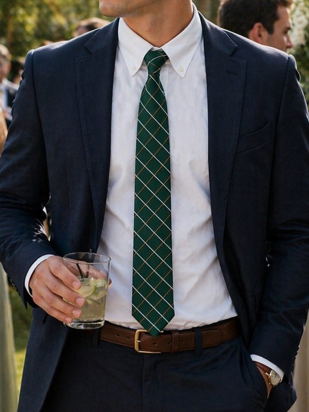 Michael Kors Green Tie Jade Grid Preppy Ivy League Wedding Office Classic